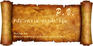 Pántlik Vitális névjegykártya